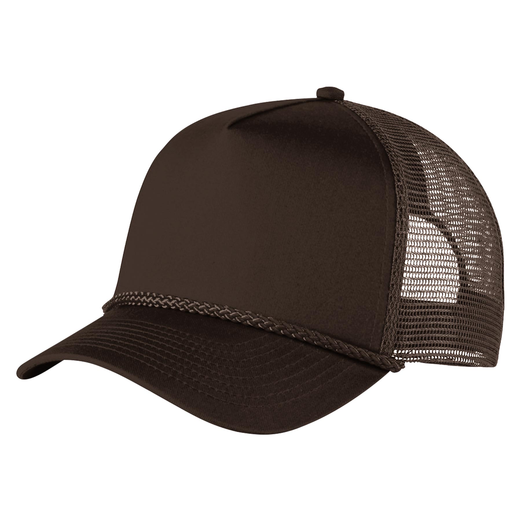 FlyFlyPromos - Structured 5 Panel Curved Bill Trucker Cap with Rope Image 8 - Promotional Product